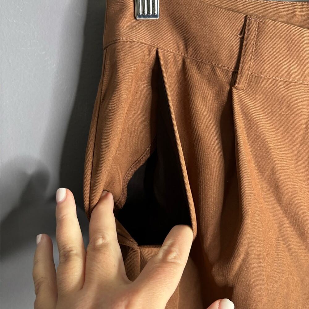 Cider Brown Wide Leg High Rise Pants Pockets Small - Picture 4 of 5
